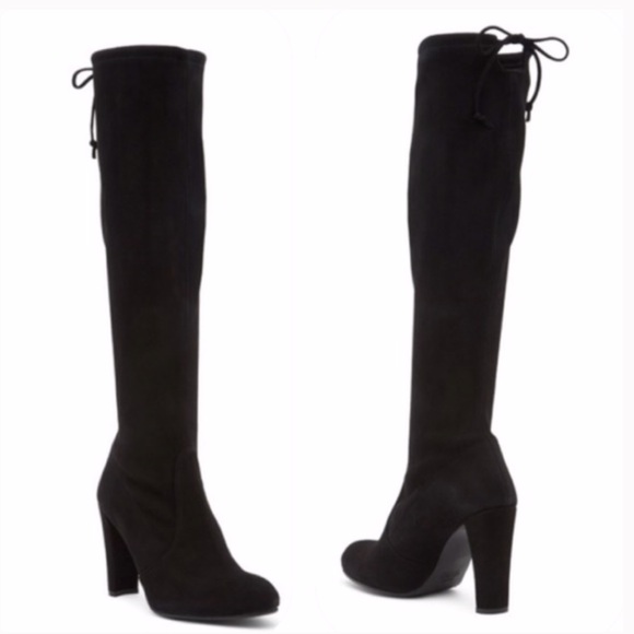 Stuart Weitzman Black Suede Kneeland Boots 8.5 - Picture 2 of 8